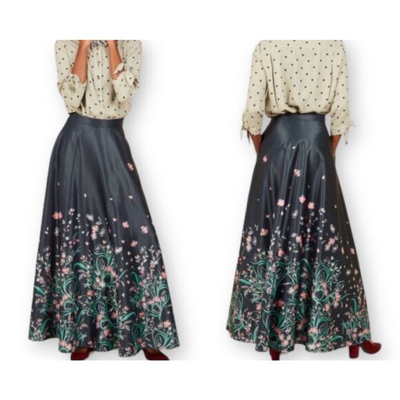 ModCloth Navy Floral Arose Such A Classic Skirt Maxi with Pockets Size Small - Picture 1 of 12